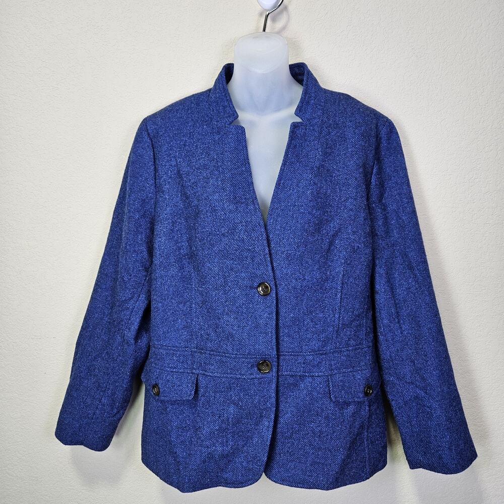 Talbots Tweed Blazer Womens 20 Wool Blend Blue Classic Quiet Luxury Classic NEW